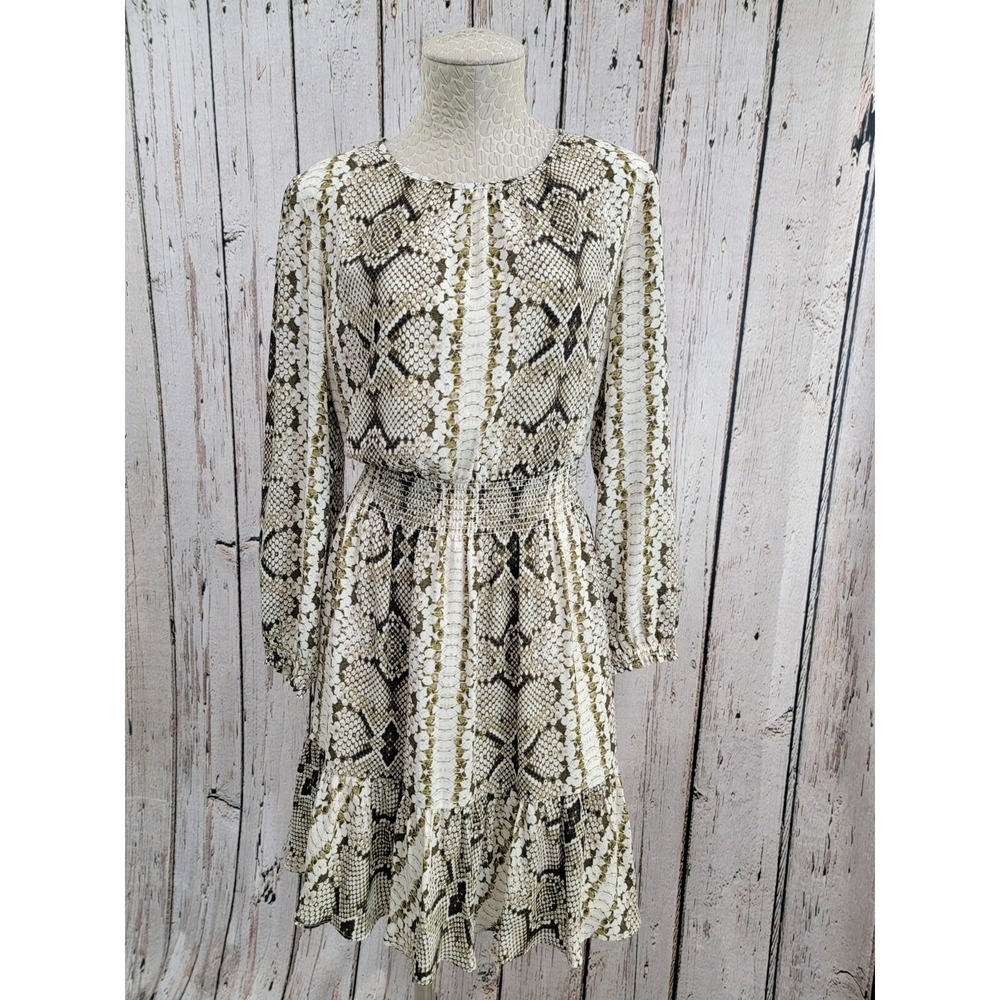 Women's Medium J.Crew Cinched-Waist Snakeskin Glendale Dress‎ M0582 EUC!